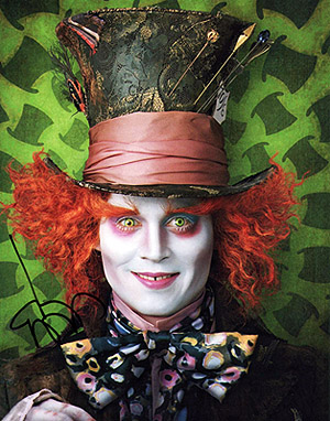 Alice in Wonderland Johnny Depp Mad Hatter Autograph Copy - Click Image to Close